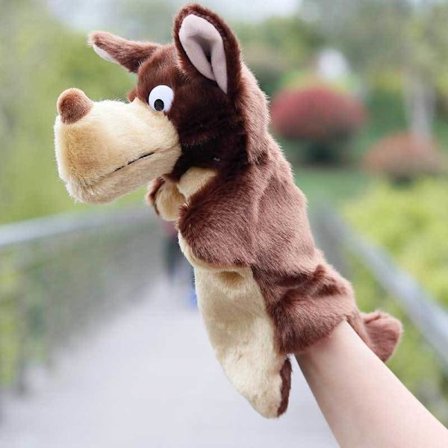 Yksi (susi, korkeus 25 cm) Lapsen käsinukke, Deluxe Plush Hand Pup