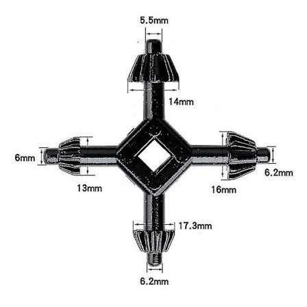 Universal Chuck Key 4-i-1 Multifunktionell Borrchucknyckel 4-i-1 Borrverktyg, Borrchuck Borrchucknyckel, Chucknyckel