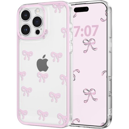 Skal kompatibelt iPhone 15 Pro Max, Transparent Söt Rosettmönster, Vackert och Modernt Hållbart TPU P