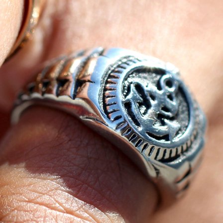 Bague en acier Le marin pour hommes - Chevalières - pour Hommes - SteelCZ