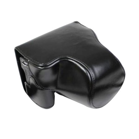 Full Body Camera PU Läderfodral Väska med Rem för Canon EOS M6 Mark II