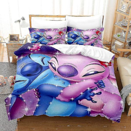 Sti02 Stitch 3D-printet Sengesæt Dynebetræk Quiltbetræk Pudebetræk Børnegave