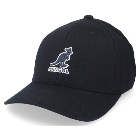 Kangol - Black flexfit Czapka Z Daszkiem - 3D Wool Black/Black Flexfit @ Hatstore