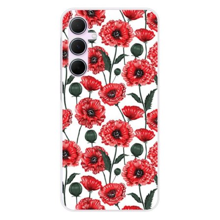 Siliconetui - Kompatibel med Samsung Galaxy A55 5G - design med vallmo blommor