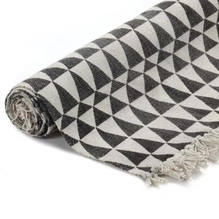Vidaxl Kelimmatta Bomull 160x230 Cm Med Mönster Svart/vit Svart
