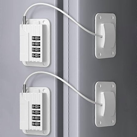 Paket med självhäftande kylskåpslås för vuxna, vitt, kombinationslås, säkerhetslås för kyl, för barn, elektrisk minikyl, dörr - perfekt-max