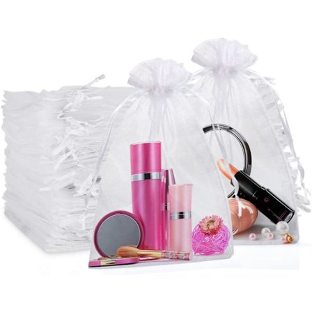 50 stk Organzaposer – 30 x 40 cm Hvite Gaveposer, Organzaposer Store, Barnefødselsdagsgaveposer Bryllupsgavepose