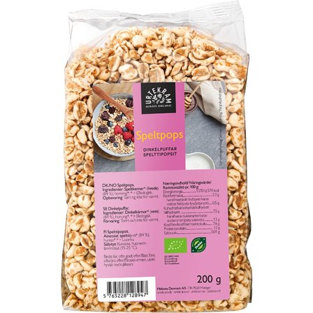 Urtekram Speltpops Ø 200 g, Helse & Madvarer, Gryn, Flager & Drys, Drys