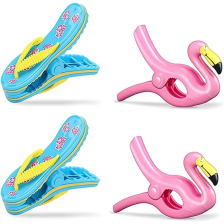 4 luovaa rantapyyheklipsiä (Flamingo+tossut) rantapyyheklipsi