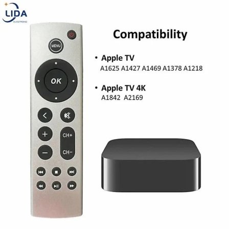 Universell erstatningsfjernkontroll passer for Apple TV-fjernkontroll 4k/ Hd A2169 A1842 A1625 A1427 A1469 A1378 A1218 uten stemmestyring for Apple TV