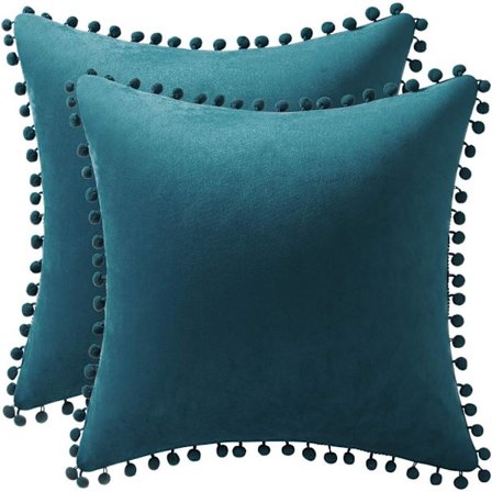 Turkoosi tyynynpäällinen 18x18: 2 kappaleen pakkaus pehmeitä ja pörröisiä samettisia tyynynpäällisiä