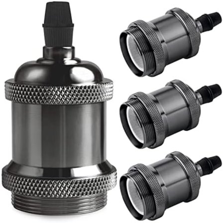 50x70mm Vintage E27 Lampsockel, Edison Retro Hänglampa, Solid 4 Stycken Svart Pärlsockel