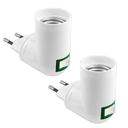 E27 med Trådløs Bryter for Kjøkkenvegglys AC 230v, LED Pæreholder, E27 Adapter Mini Innendørs Vegglys, Sett med 2