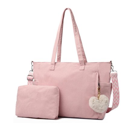 Damehåndtaske, Corduroy shopper taske, stor skoletaske