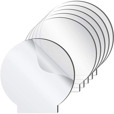 6 stk. Klar Akrylplade til LED-lysbase, 2 mm tykkelse, Transparent panel med beskyttelsesfilm til bord, DIY-projekter, kunst og håndværk (rund)