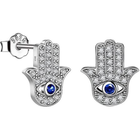 Hamsa Smyckeset Kvinnor 925 Sterling Silver Lyckohand Ring Örhängen