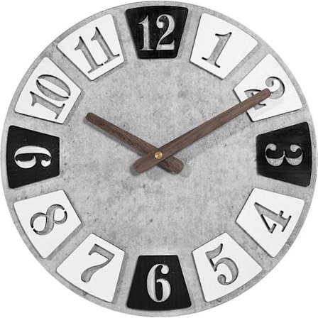 12 tum väggklocka, vardagsrum, dubbellagers kreativ klocka, enkel modern grå ihålig digital väggklocka - Grå