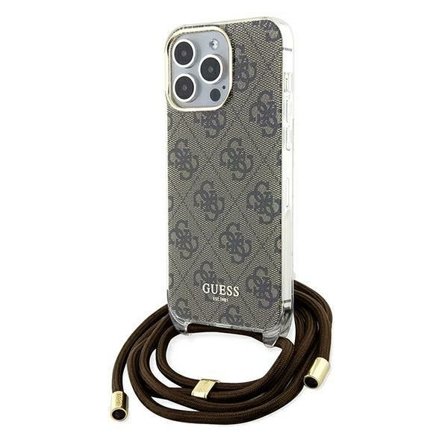 Guess Crossbody Cord 4G Print-etui for iPhone 15 Pro Max - brun