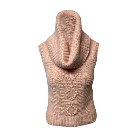 Celine Vintage pre-owned Cable Knit Turtleneck Sleeveless Sweater Pink, Dame