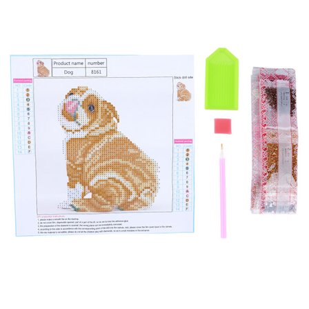 DIY Håndlavet Rhinestone Broderi Maleri Korssting Kit Håndværk Væg Dekoration (8161 Hund)