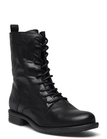 Biadanelle Lace Up Boot Leather Black Bianco