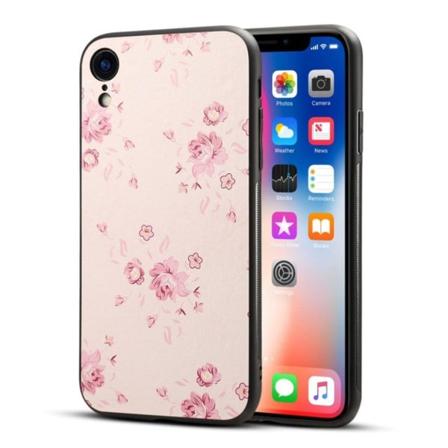 IPhone 9 mobilskal plast silikon syntetläder tryckmönster - Blommande blomma Rosa