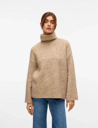 Vero Moda Vmingrid Ls Roll Neck Pullover Noos - Beige - S