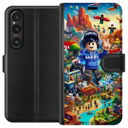 Kompatibelt Plånboksfodral till Sony Sony Xperia 1 V Stor detaljerad Roblox-värld fylld med karaktärer, äventyr och färgstarka miljöer perfekt f