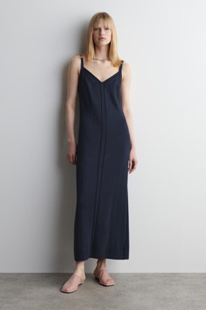 COS Women's Knitted Midi Slip Dress in Blue