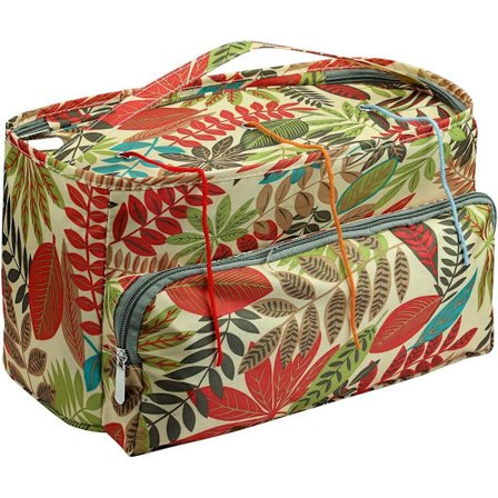 Khaki Leaves Textil Garn Organizer, Delikat Mönstrad Ull Organizer, Bärbar Sticknings Organizer - Perfekt för Stickningsälskare