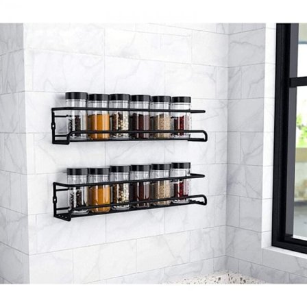 2 stk. veggmontert krydderhylle, oppbevaringsstativ for krydder
