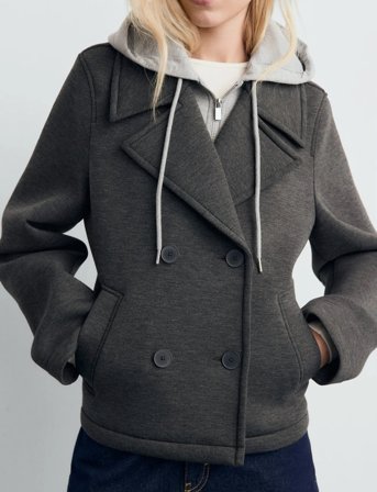 Mango Combined Hooded Jacket - Grey - L