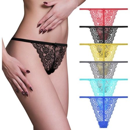Dame Thong, 6-pakning blonde-thong for kvinner, sømløs lav midje-thong, transparent thong egnet for bryllupsnetter