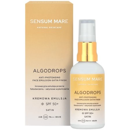Sensum Mare - Algodrops Satin, 50 ml - anti-foto-aging krämemulsion med satinfinish SPF 50+ UVB UVA PA++++ HEV/IR