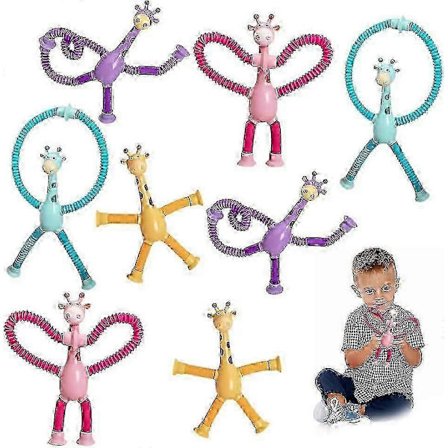 Teleskopisk Giraflegetøj med Sugekop, Pædagogisk Stress Relief Legetøj, Formskiftende Giraf Teleskopisk Pop Tube Legetøj