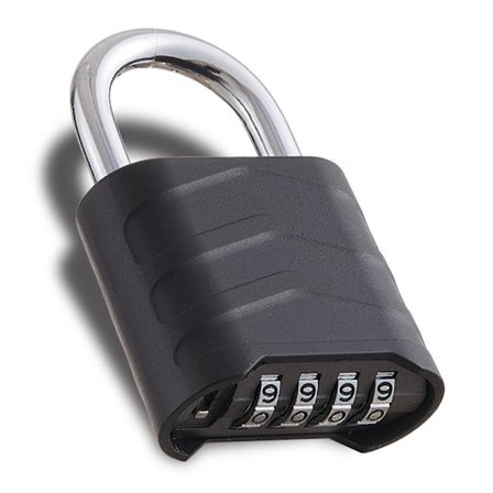 Kombinationshængelås, kraftig skabslås, 4-cifret hængelås, fitnesscenterlås, til hegnslåger og skabe (sort, HD_10_3.5)