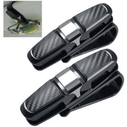 2 set kolfiber glas solglasögon hållare bil solskydd klämma kol solglasögon hållare glasögon ram förvaringsställ