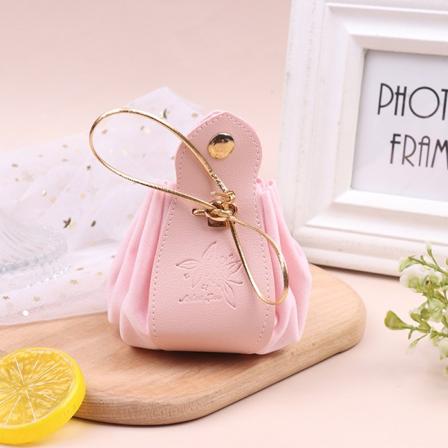 1kpl Creative PU-nahkainen kiristysnyörilaukku Kannettava hääkarkki O Pink