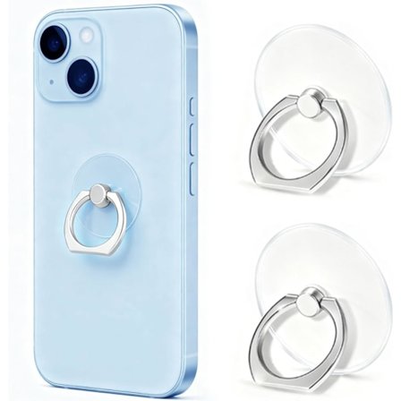 Transparent mobiltelefon ringhållare 2-pack, 360 roterande mobiltelefon ringhållare, mobiltelefon fingerhållare, mobiltelefonhandtag