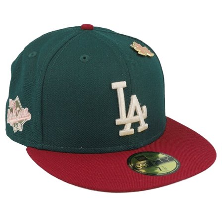 New Era - MLB Vert fitted Casquette - Los Angeles Dodgers MLB Ws Contrast 59FIFTY New Olive/Maroon Fitted @ Hatstore