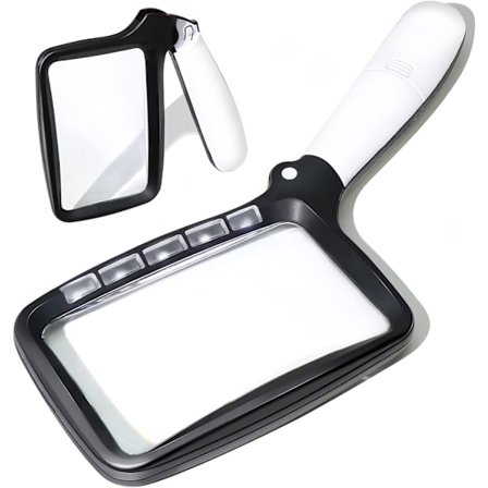 Lighted Reading Magnifier, 3X Large Illuminated Magnifying Glasses with 5 LED Lights Portable Ideal for Seniors, Children, Hobbies, Crafts,