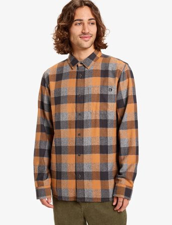 Quiksilver Motherfly Plaid Ls Shirt - Brown - XL