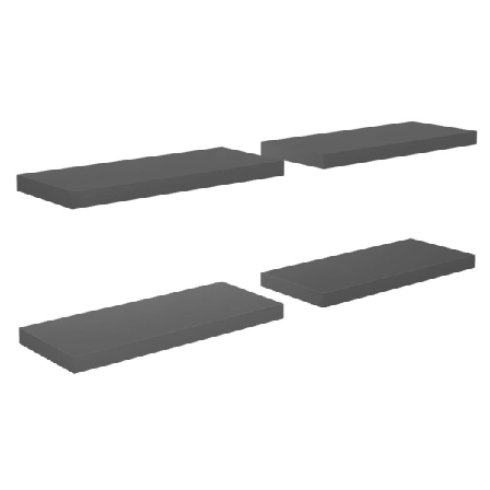 Vidaxl Svävande Vägghyllor 4 St Grå Högglans 60x23,5x3,8 Cm Mdf Grå
