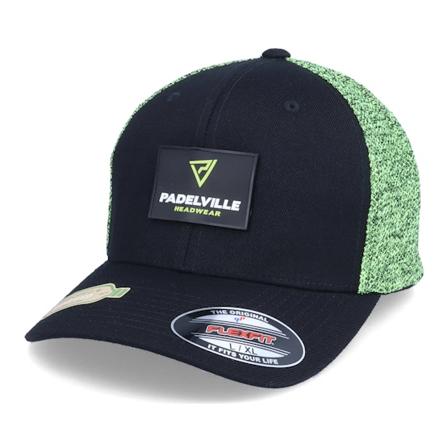 Padelville - Svart flexfit Caps - Recycled Mesh Patch Logo Black/Neon Flexfit @ Hatstore