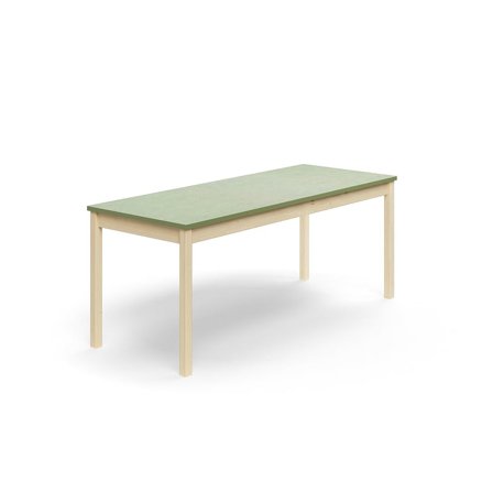 Table DECIBEL, 1800x700x720 mm, noise reducing linoleum, birch/green grey