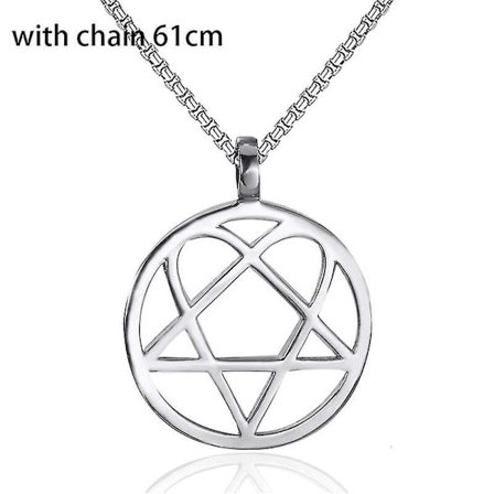 Heartagram Star Heart Him Mens Womens Stainless Steel Pendant Necklace Vintage Jewelry