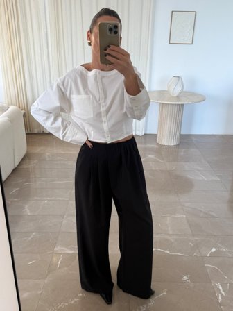 Pelin x NA-KD - Kort skjorte i bomull - Kontorklær - Hvit - EU 32