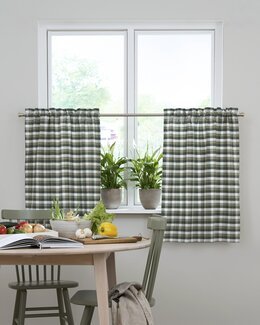 Spänngardin garnfärgad ruta Majvi 2-pack Grön - Linea