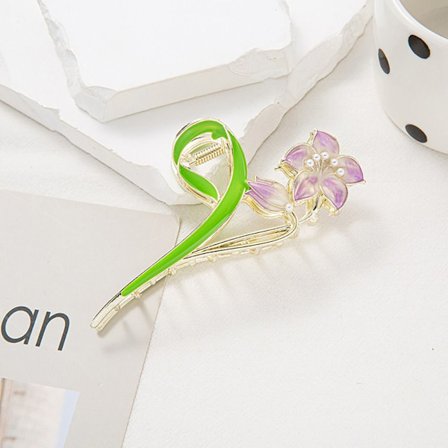 Flower Metal Hårklemmer Tulip Flower Grab BLOMST - LILLA