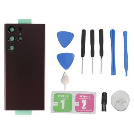 Bakre glassdeksel erstatningsbatteridørhus bakpanel for Samsung Galaxy S22 Ultra 5G S908U S908F rød